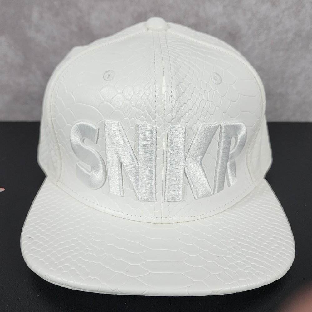 Sneaker Head White Snake Skin Style Strapback Hat